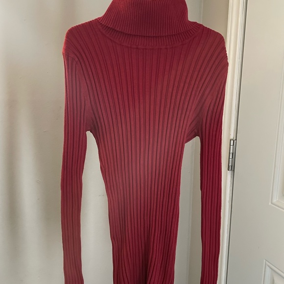 It’s Our Time Red Ribbed Turtleneck Top Stretch Fitted Long Sleeve - Picture 8 of 8